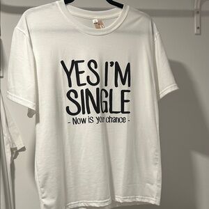 H&M White Short Sleeve Graphic Tee - "YES I'M SINGLE"